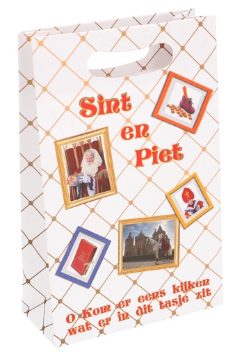 [K1220093] Papieren Sinttasjes Sint & Piet 16x7x25cm 120gr 10stuks