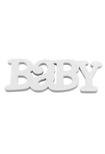 [K1340831] Houten Decoratie Baby Witte Letters 7x2.3cm 100stuks