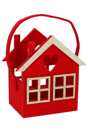 [K1220261] Geschenktasje Vilt Huisje Metallic Goud 11x8x16cm 6stuks