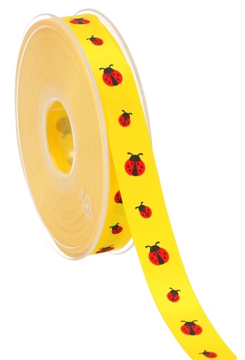 [K1390611] Kadolint Satijn Geel Lieveheersbeestje 15mm x 25meter