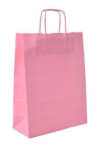 [K1120091] Papieren Draagtas Kassel Met Handvat Licht Roze A4 22x10x29cm 50stuks