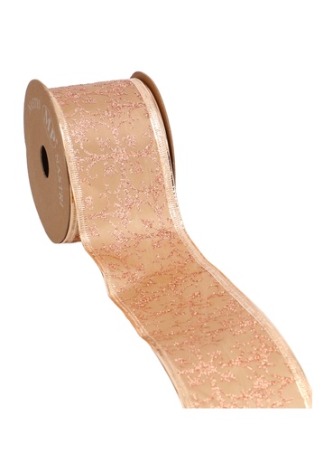 [K1390319] Luxe Kerstlint Rose Gold Christmas Met IJzerdraad 63mm x 10meter