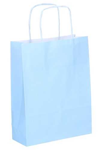 [K1120092] Papieren Draagtas Kassel Met Handvat Licht Blauw A5 18x8x24cm 50stuks
