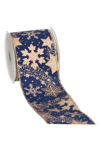 [K1390977] Luxe Kadolint Snow & Star Glitter & Blauw & IJzerdraad 63mm x 10meter