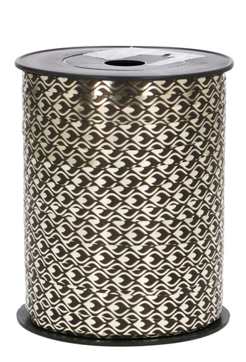 [K1010402] Krullint Metallic Zilver Fire Zwart 10mm x 250 meter