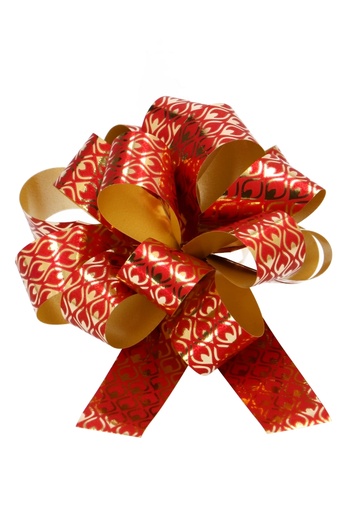 [K1420298] Kerst Trek Strikken Metallic Rood Fire D95mm met een lint 20mm 30st