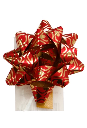 [K1370096] Mini Bows Strik Rond 50mm Metallic Fire Red & Plakker 50stuks