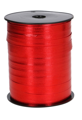 [K1010400] Krullint Metallic Glanzend Embossed Rood 10mm x 250 meter