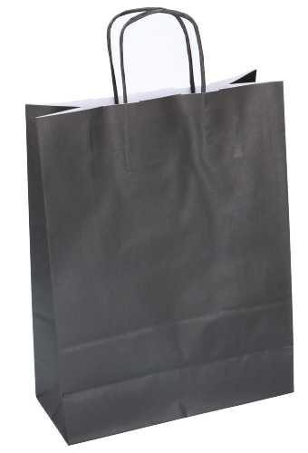 [K1120096] Papieren Draagtas Kassel Met Handvat Zwart A5 18x8x22cm 50stuks