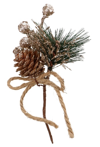 [K1340840] Kado Decoratie Dennetakje Touwtje Glitter Gouden Bal 12stuks