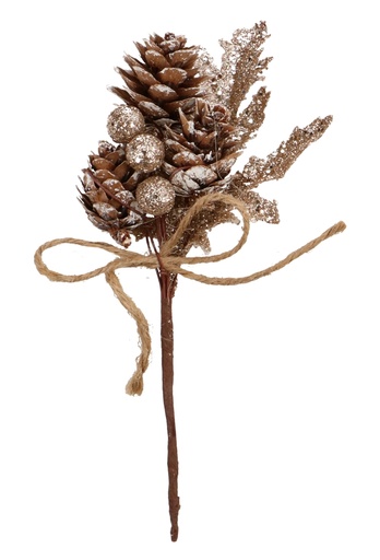 [K1340841] Kado Decoratie Denneblad Touwtje Glitter Gouden Bal 12stuks