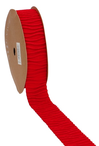 [K1391299] AKTIE Cadeaulint Velvet Waves Rood  40mm x 10meter