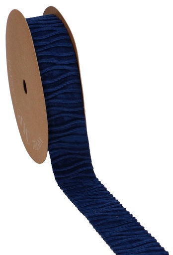 [K1391303] AKTIE Cadeaulint Velvet Waves Donker Blauw 40mm x 10meter