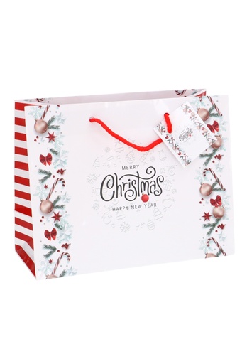 [K1330351] Kersttasjes Medium Merry Christmas Happy New Year 23x10x17.5cm 12stuks