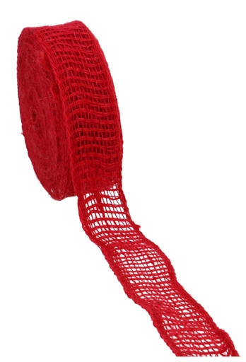 [K1391307] Geschenklint Jute Naturel Rood 50mm x 20meter