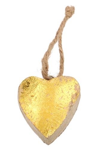 [K1340846] Decoratie Hanger Houten Hartje Metallic Goud & Koord 5cm 1stuks