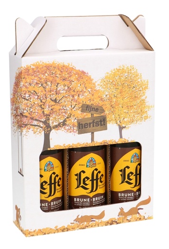 [1940011] Bierverpakking Fijne Herfst 3 Flesjes Bier 18.5x6x23.5cm 15stuks