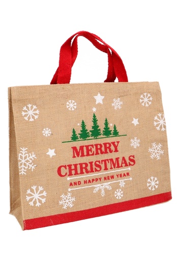 [K1330335] Luxe Jute Kersttas Merry Christmas 27x35x12cm 10stuks
