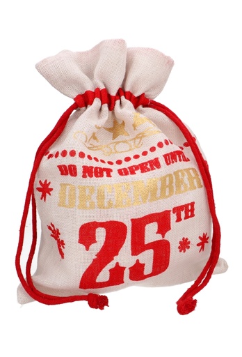 [K1330337] Kerstzakjes Jute Wit Merry Christmas 38x50cm 10stuks