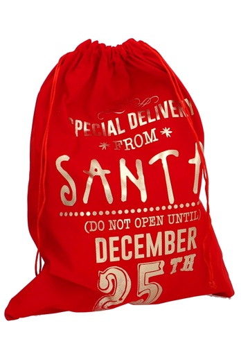 [K1330340] Luxe Stoffen Kerstzakjes Rood Merry Christmas 38x50cm 10stuks