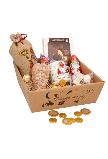 [K1270907-SINT] Geschenkdoos Korf Bardi Sint Naturel Glad 26x26x10cm 10stuks