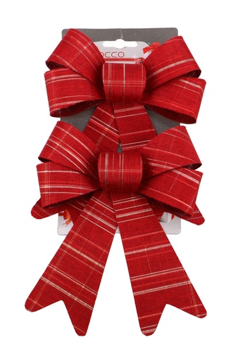 [K1290451] Dubbele Strik Las Vegas Rood Goud Metallic & IJzerdraad 16x13cm 2stuks