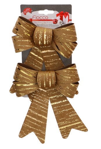 [K1290454] Dubbele Strik Goud Beige Line Las Vegas & IJzerdraad 16x13cm 2stuks