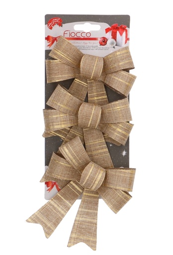 [K1290449] Dubbele Strik Las Vegas Goud Naturel & IJzerdraad 11x10cm 3stuks