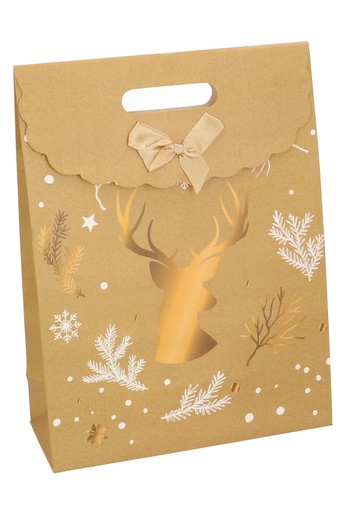 [K1230158] Luxe Kersttas Merry Christmas Hert Gold 24x10x32cm 12stuks