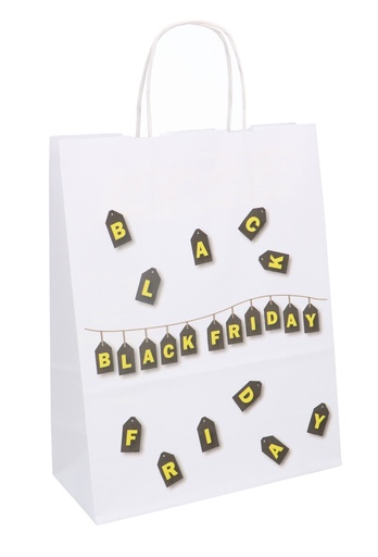[1930008] Papieren Draagtas Black Friday & Sale A4 24x11x31cm 50stuks