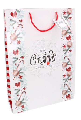 [K1330161] Kersttasjes Jumbo Merry Christmas Happy New Year 33x10x45.5cm 12stuks