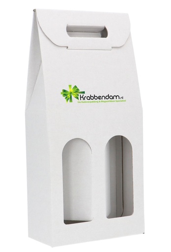[K1170270-PRINT] Wijnverpakking  Wit voor 2 fles Met Uw eigen logo 18x9x40cm 30stuks