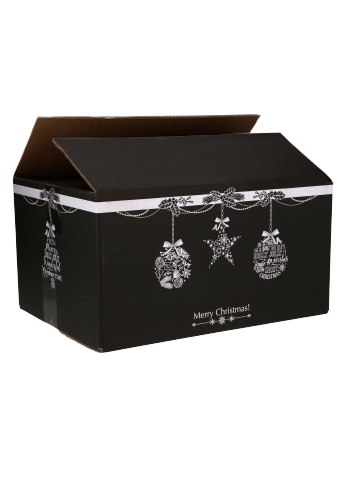 [8101222K] Budget Kerstpakketdozen Merry Christmas Bells Black 49x39x15cm 15stuks