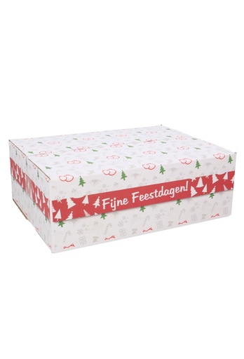 [1910175] Kerstpakketdozen Fijne Feestdagen Wit 39x29x13cm 15stuks