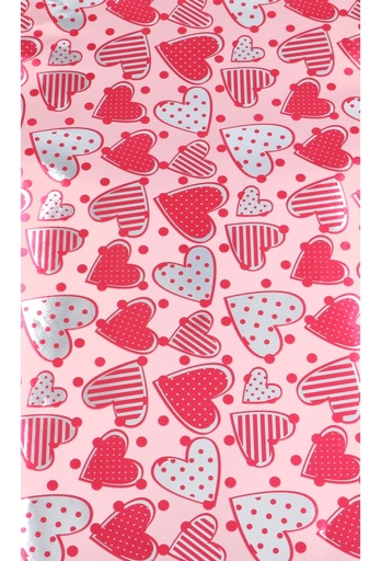 [K1050041-50] Kadopapier Metallic Sweetheart Red & Roze 50cm x 100meter