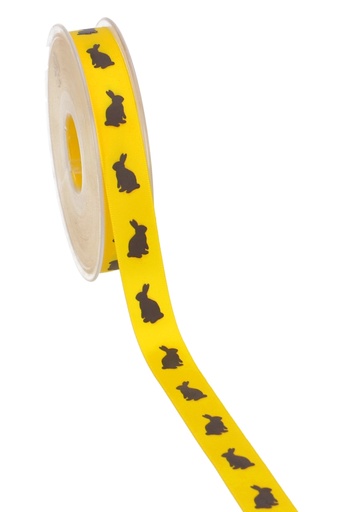 [K1391311] Kadolint Satijn Geel Haasje Chocolade 15mm x 25meter