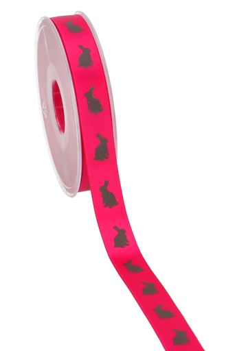 [K1391310] Kadolint Satijn Fuchsia Haasje Chocolade 15mm x 25meter