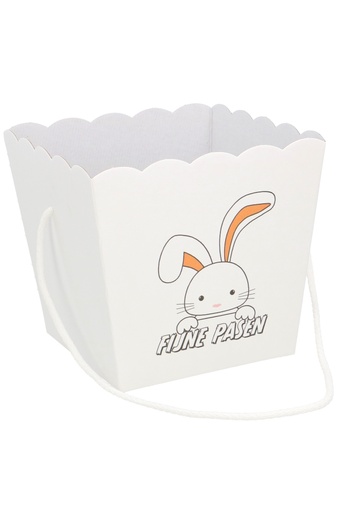 [K1271953-PASEN] Korf Dudley Paasprint Wit Met Koord 15x15x18cm 10stuks