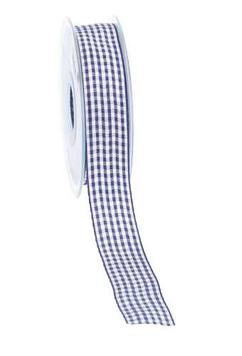 [K1380016] Cadeaulinten Ruit Donker Blauw 25mm x 20 meter