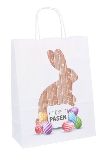 [1930009] Papieren Draagtas Fijne Pasen A4 24x11x31cm 50stuks