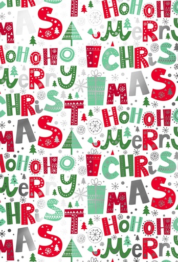 [K1470024] Kadopapier Consumentenrol Kerstmis Metallic Christmas 70cmx1.5m 1stuks