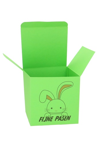 [K1270618] Kubusdoosje Donnas met Paasprint 14x14x14cm Appelgroen 10stuks
