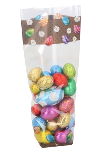 [K1250014] Cellofaan Zakjes Pasen Eitjes & Margrietje 12x4x26cm 100stuks
