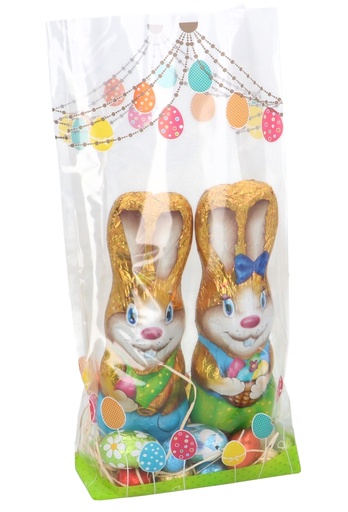 [K1240241] Cellofaan Zakjes Met Blokbodem Vrolijk Pasen 16x8x41cm 50stuks