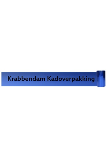 [K1580012-PRINT] Bedrukt Openings lint Met Uw Eigen Tekst Metallic Blauw 15cm x 10meter