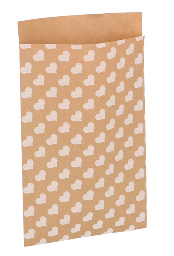 [K1071228] Kadozakjes Kraft Wit Hartjes 12x19cm 200stuks Geschenkverpakking