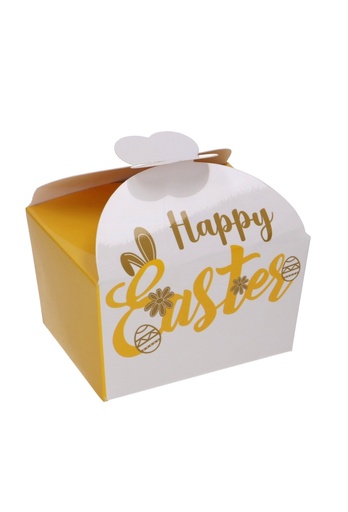 [K1360620] Bonbondoos Happy Easter Geel 250gr & Vlindersluiting 9.5x7.5x6cm 24st